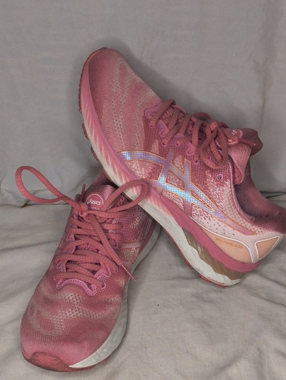 ASICS Pink Women's Athletic Running Shoes with Holographic Logo Size 9.5 AE